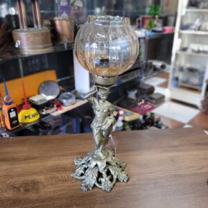 Antigo Abajur de Bronze com Figura Feminina