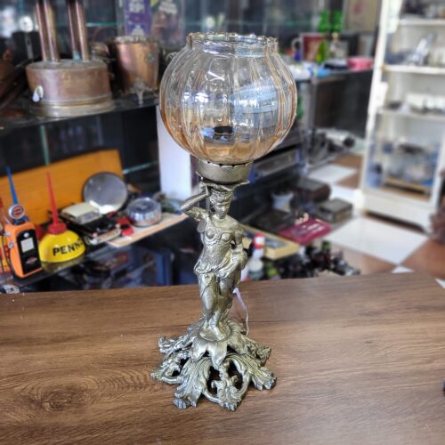 Antigo Abajur de Bronze com Figura Feminina