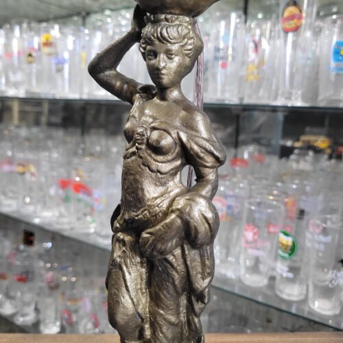 Antigo Abajur de Bronze com Figura Feminina - Image 2