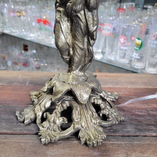 Antigo Abajur de Bronze com Figura Feminina - Image 3