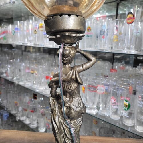 Antigo Abajur de Bronze com Figura Feminina - Image 4