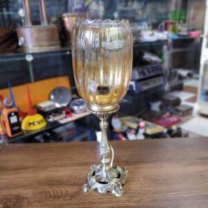 Antigo Abajur de Bronze cor Âmbar