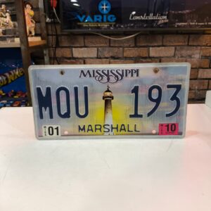 Placa de Carro Americana Mississippi Marshall em Alto Relevo