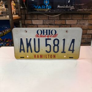 Placa Americana Ohio Hamilton em Alto Relevo