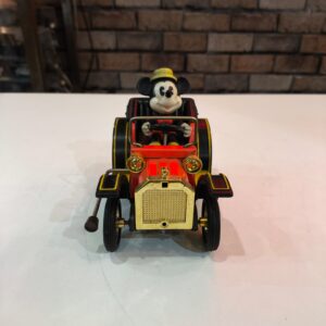 Antigo Boneco Mickey Mouse com Carro de Lata Japonês